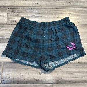 Victoria's Secret PINK Elastic Waist Cotton Plaid Pajama Sleep Short Sz Medium